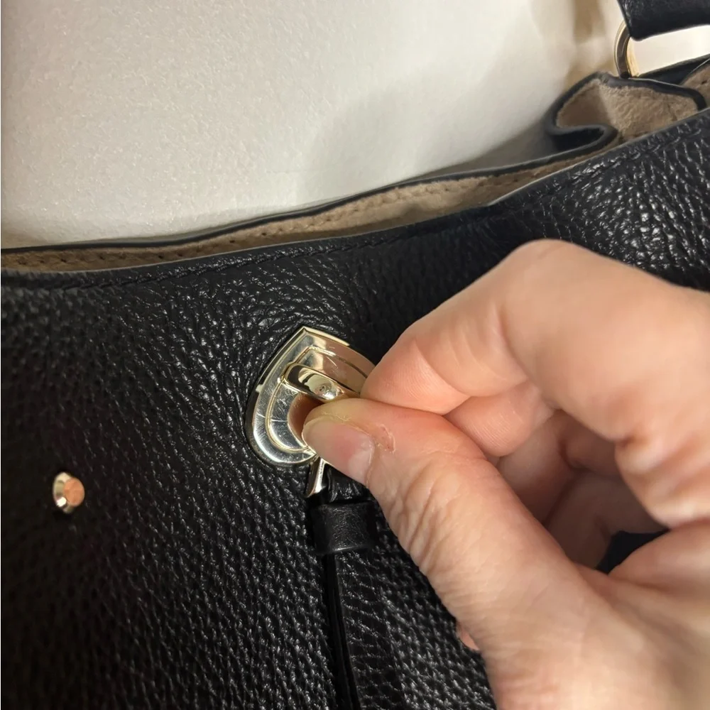 Kate Spade Black Pebble Leather Bucket Bag
